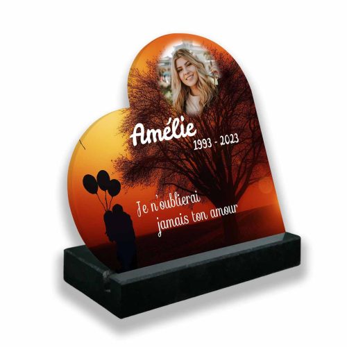 plaque funéraire personnalisée noir avec photo