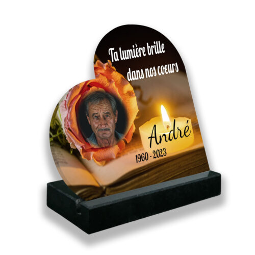 plaque funéraire personnalisée noir avec photo