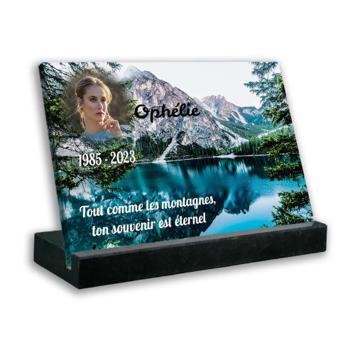 plaque funéraire personnalisée noir avec photo