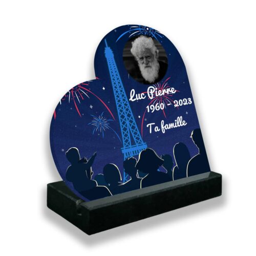 Plaque funéraire personnalisée, Avec socle noir, Avec image