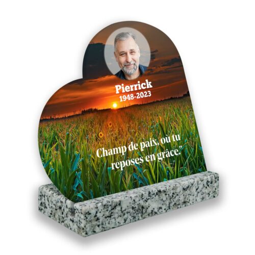 Plaque funéraire personnalisée, Avec socle blanc, Avec image