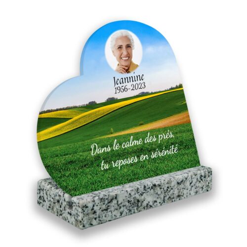 Plaque funéraire personnalisée, Avec socle blanc, Avec image