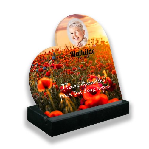 Plaque funéraire personnalisée, Avec socle noir, Avec image