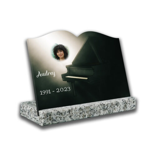 Plaque tombale personnalisée, Avec socle blanc, Avec image