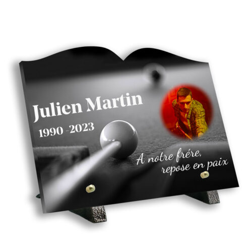 Plaque funéraire personnalisée Texte+photo pied.
