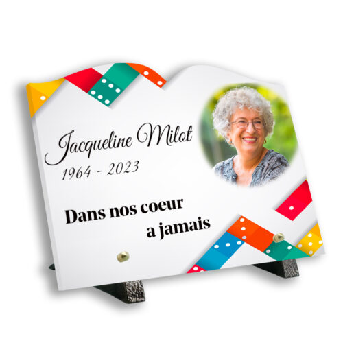 Plaque funéraire personnalisée livre Texte+photo pied