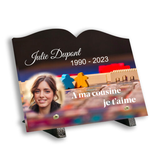 Plaque funéraire personnalisée Texte+photo pied.