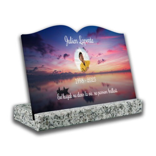 Plaque tombale personnalisée, Avec socle blanc, Avec image