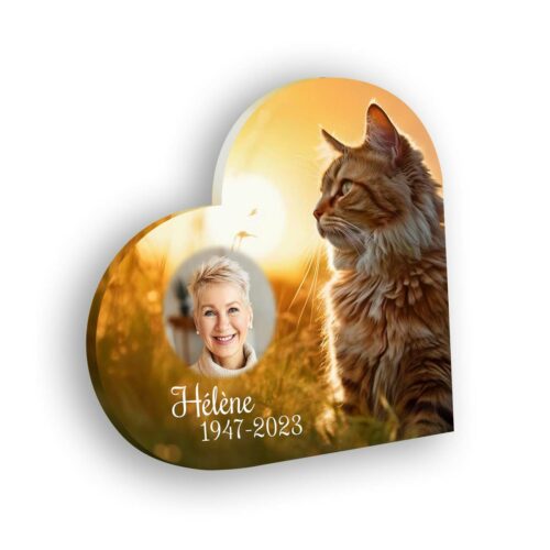 Plaque funéraire personnalisée thème chat sans pieds avec texte et photo
