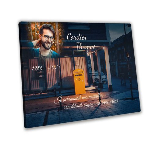 Plaque tombale personnalisée thème facteur sans pieds avec texte photo