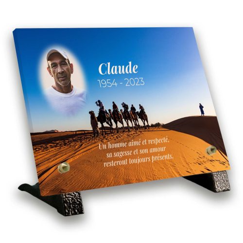 PR - plaque funéraire personnalisée avec texte et photo pieds Voyage