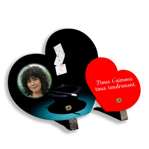 Plaque funéraire thème illusionisme avec support pieds