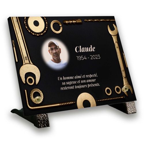 Plaque funéraire personnalisée avec photo pieds thème bricolage